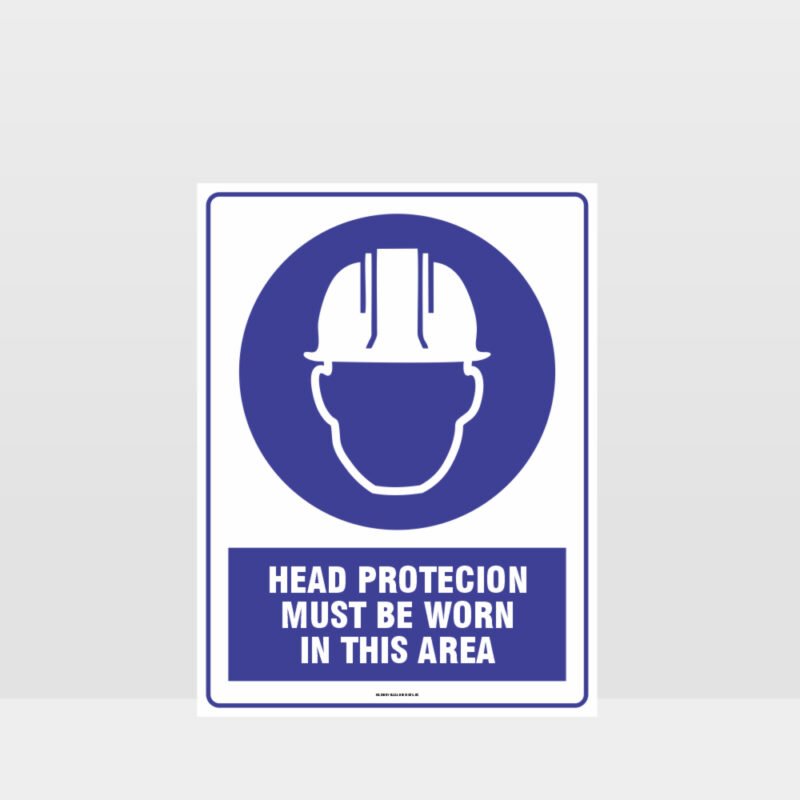 Mandatory Head Protection Must Be Worn In This Area Sign