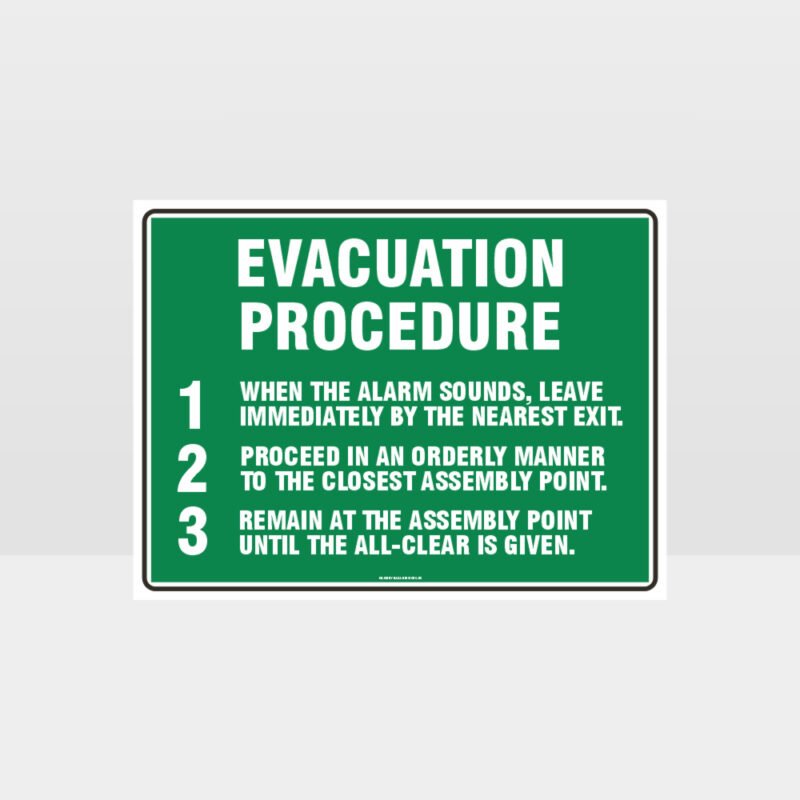 Evacuation Procedure Sign