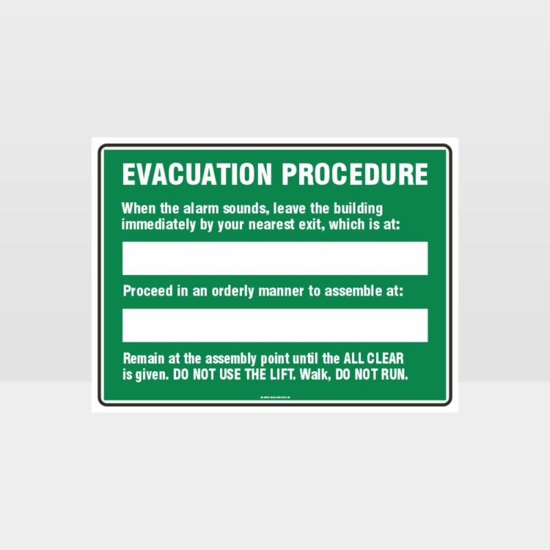 Evacuation Procedure 01 Sign