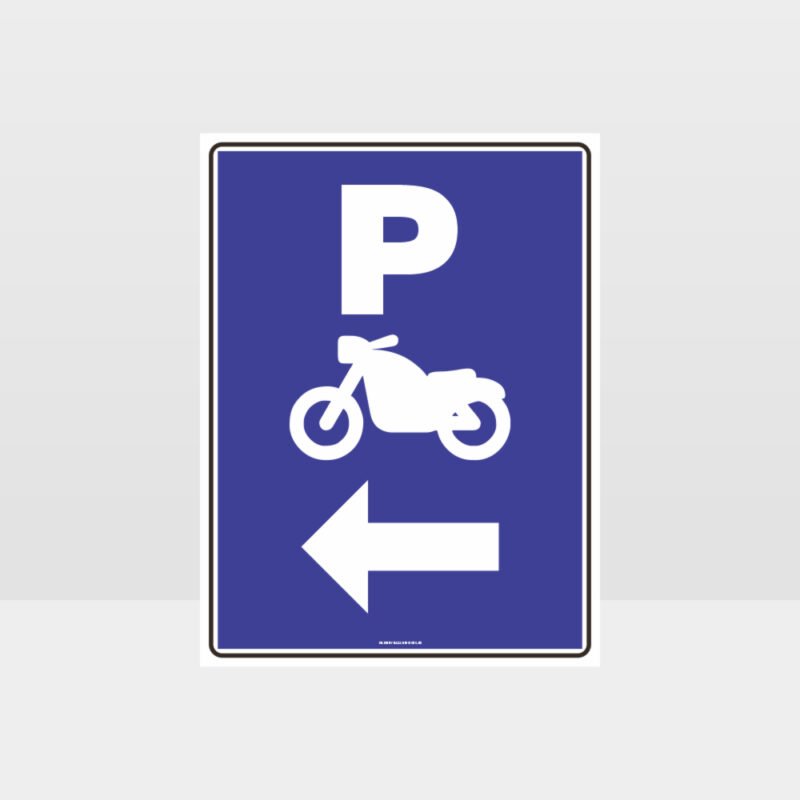 Motorcycle Parking Left Arrow Sign