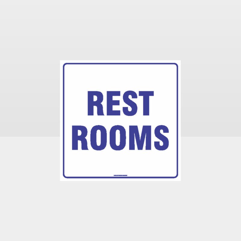 Rest Rooms White background Sign