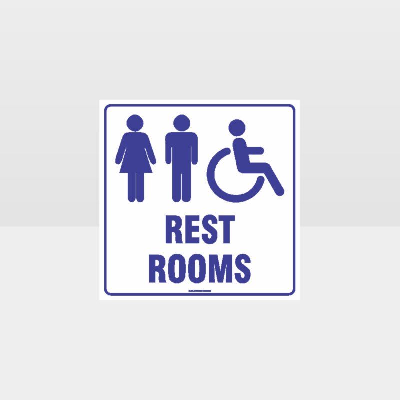 Rest Rooms White background Sign