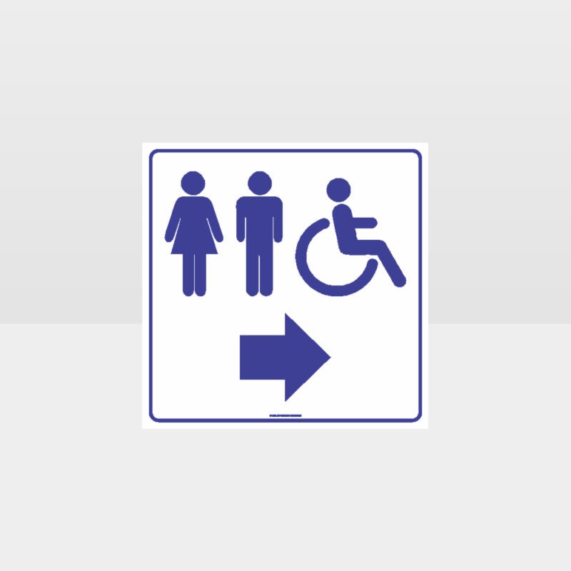 Male Female Accessible Toilets Right Arrow White Sign