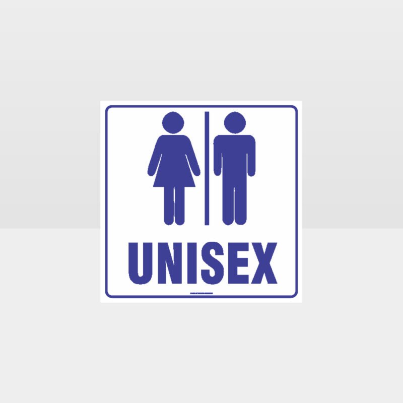 Unisex Toilet White Background Sign