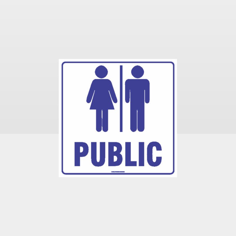 Public Toilet White Background Sign