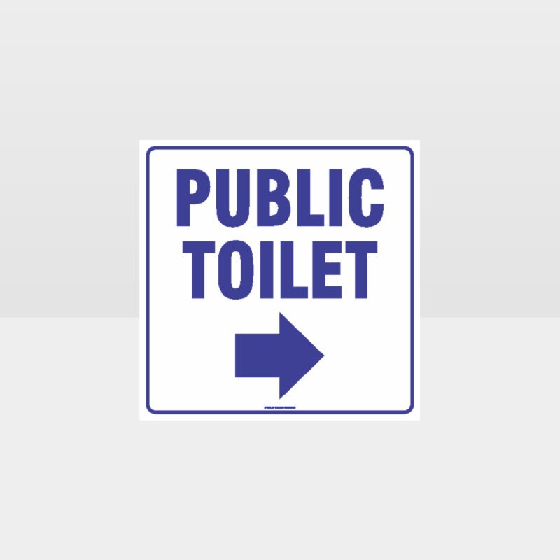 Public Toilet Right Arrow White Background Sign