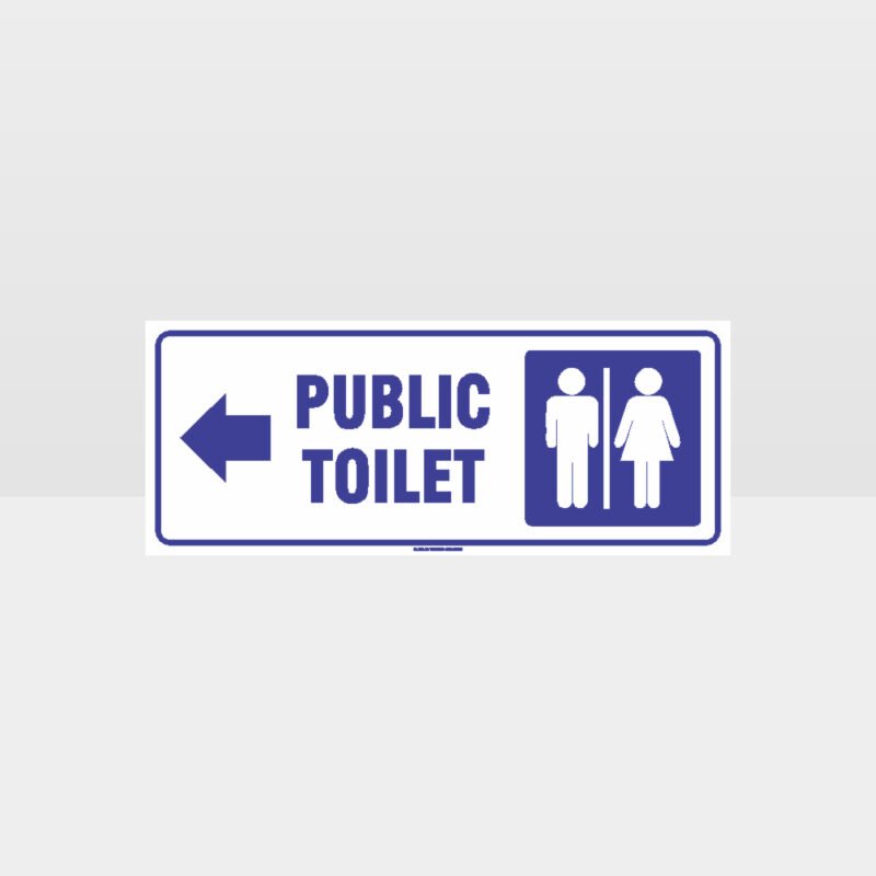 Public Toilet Left Arrow White Background Sign