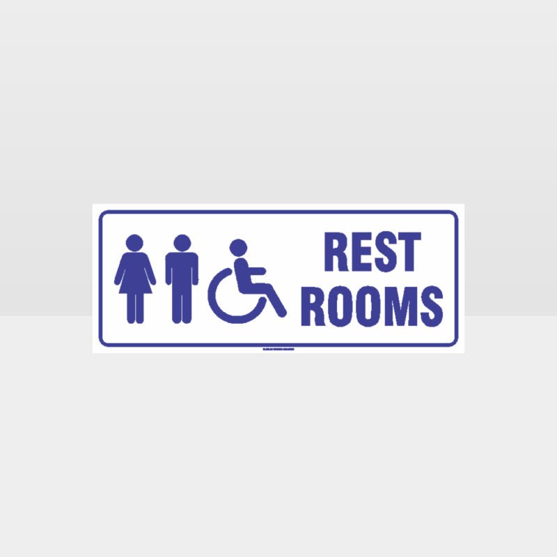 Rest Rooms Accessible White Background Sign