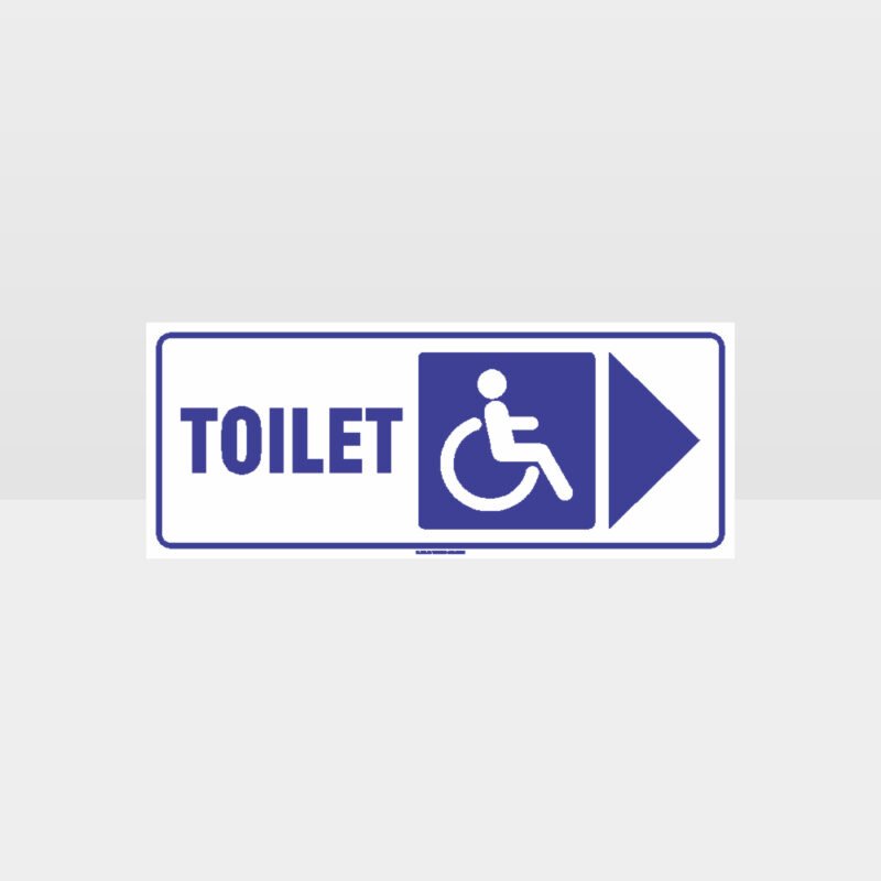 Accessible Toilet Right Arrow White Background Sign