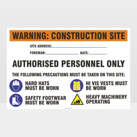 Warning Construction Site Sign - Notice/Information Sign - HAZARD SIGNS NZ