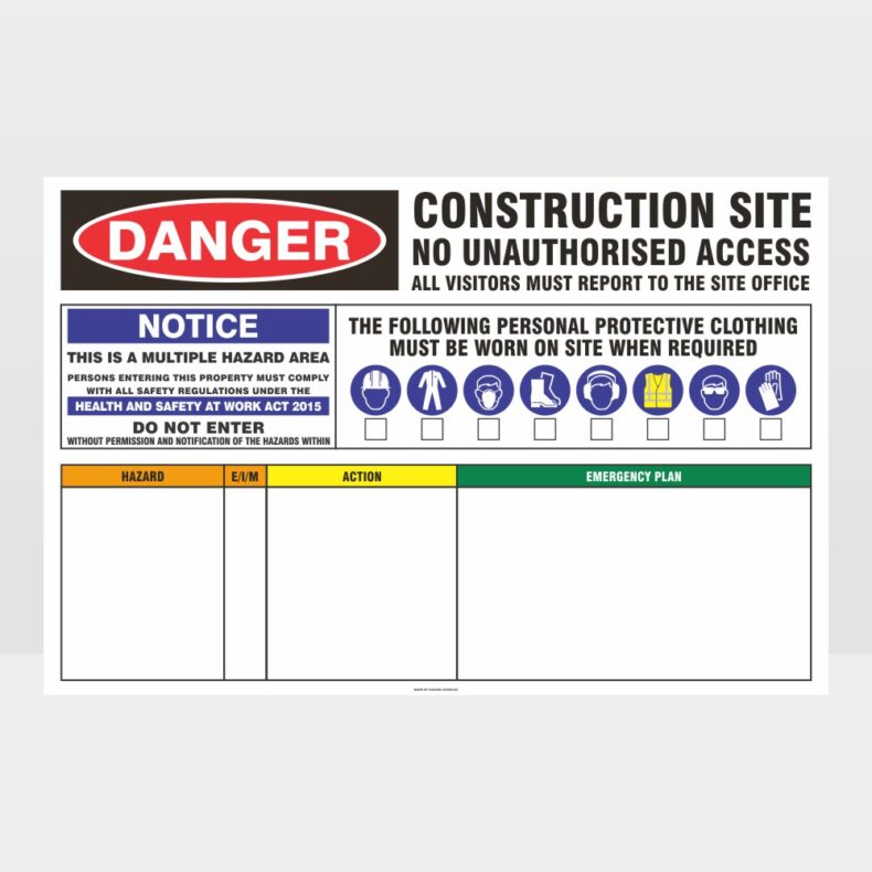 Danger Construction Site No Access 02 Sign - Notice/Information Sign ...