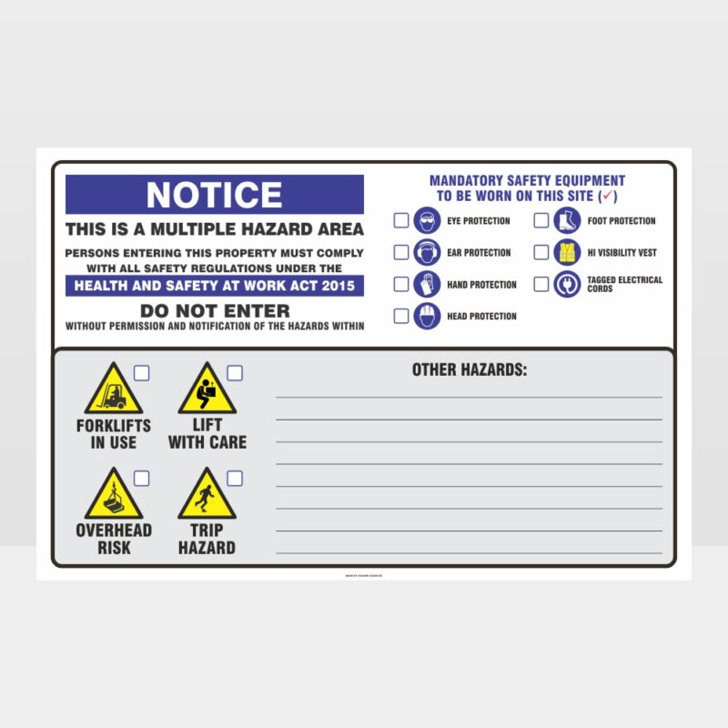 Notice Multiple Hazard Area Landscape 01 Sign