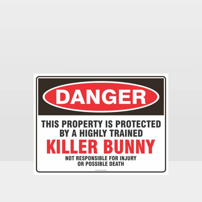 Danger Killer Bunny Sign