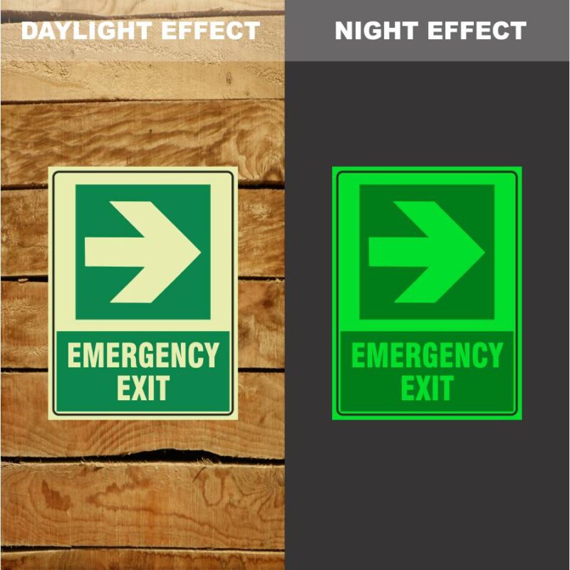 Photoluminescent Emergency Exit Arrow Right Sign