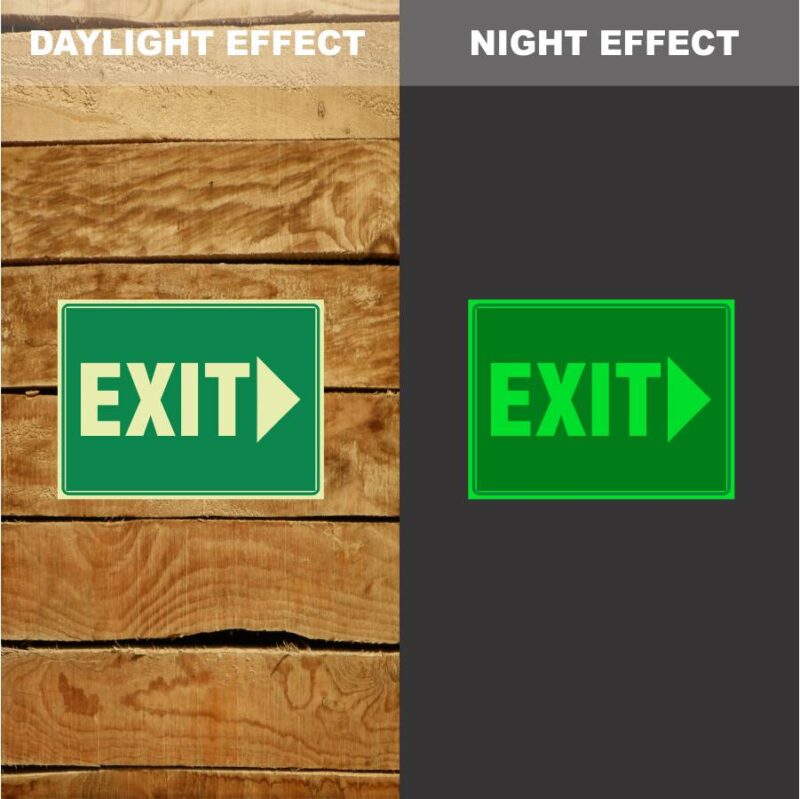 Photoluminescent Notice Exit Right Sign