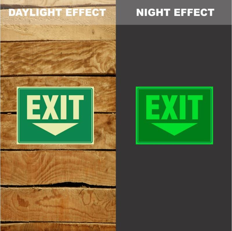 Photoluminescent Notice Exit Down Sign