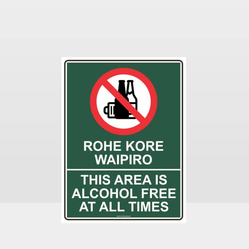 Te Reo Alcohol Free Area Sign