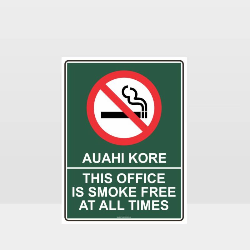 Te Reo Smoke Free Office Sign