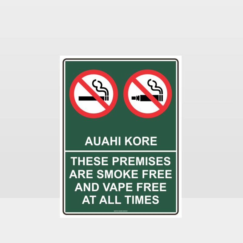 Te Reo Smoke Free Vape Free Sign