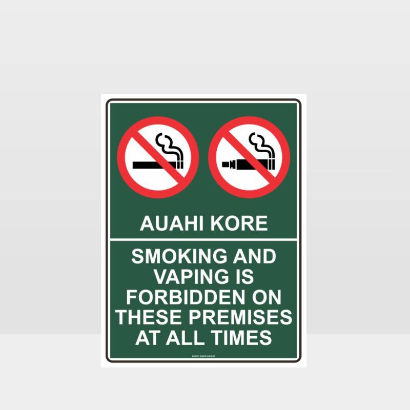 Te Reo Smoking and Vaping Free Sign