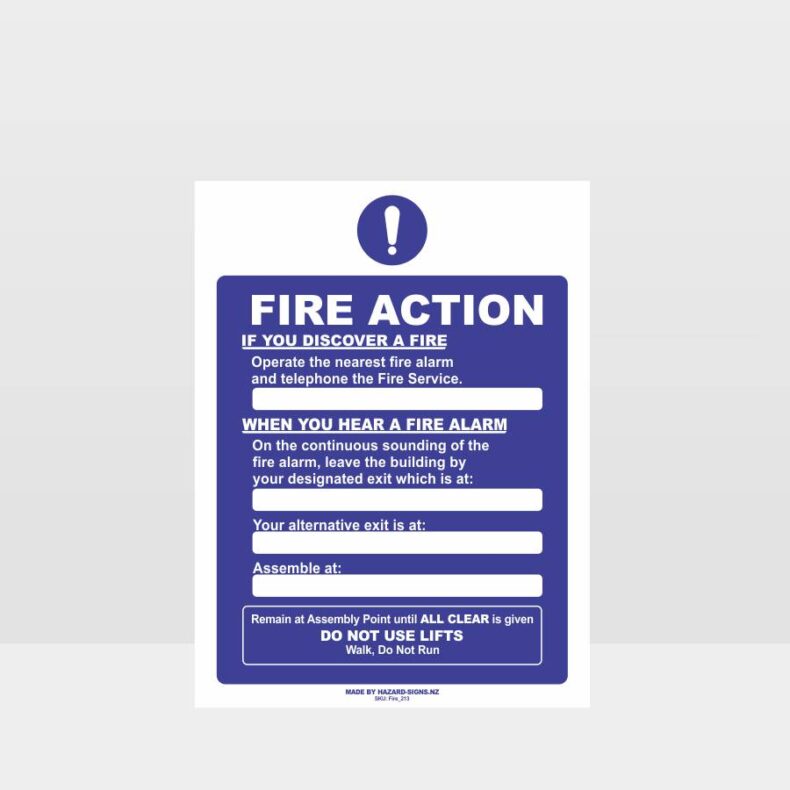 Fire Action Plan Sign - Fire Safety Sign - HAZARD SIGNS NZ