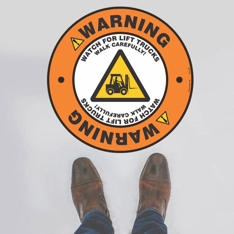 Warning Forklifts Floor Sign - HAZARD SIGNS NZ