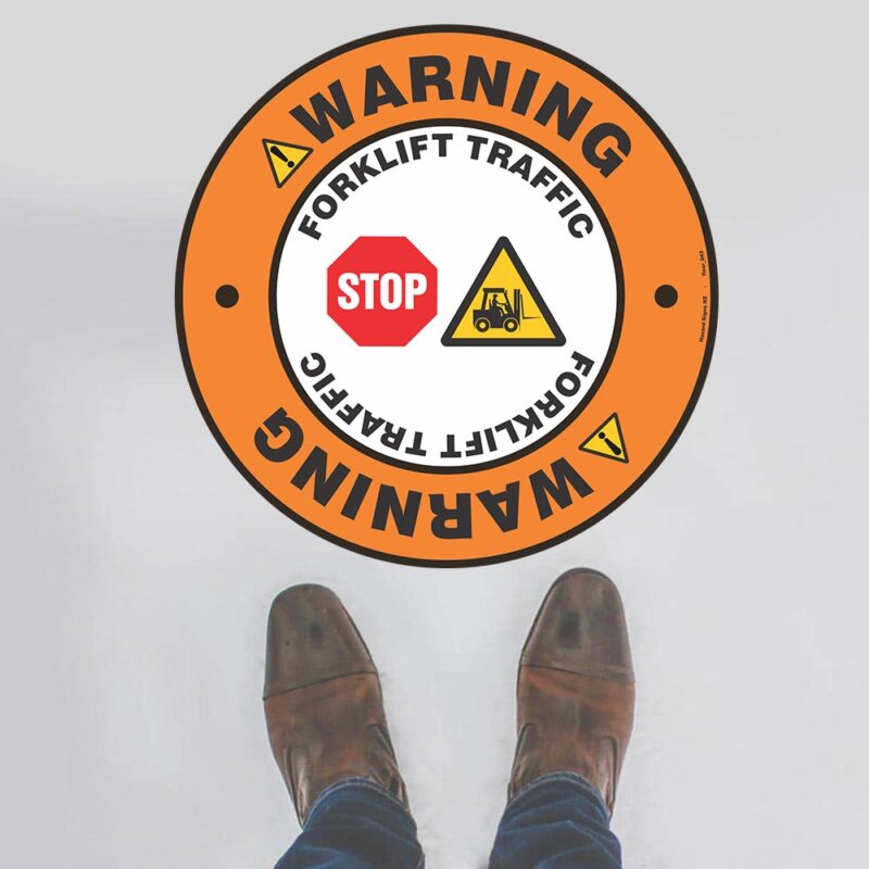 Warning Forklift Traffic Floor Sign