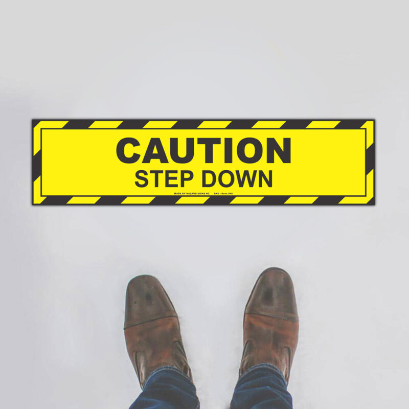 Caution Step Down Floor Sign (Rectangle)