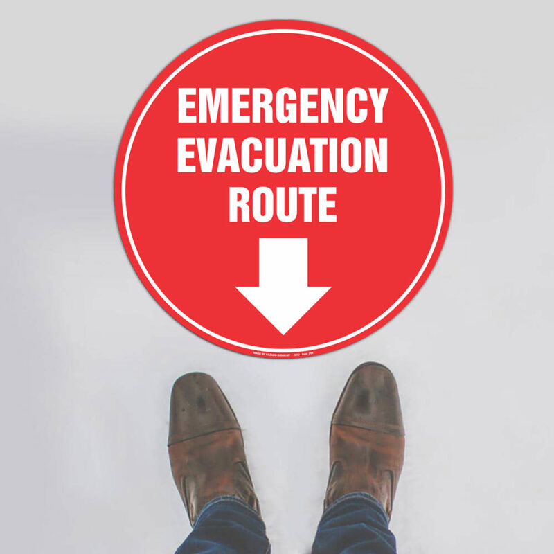 Emergency Evacuation Route Floor Sign - Down