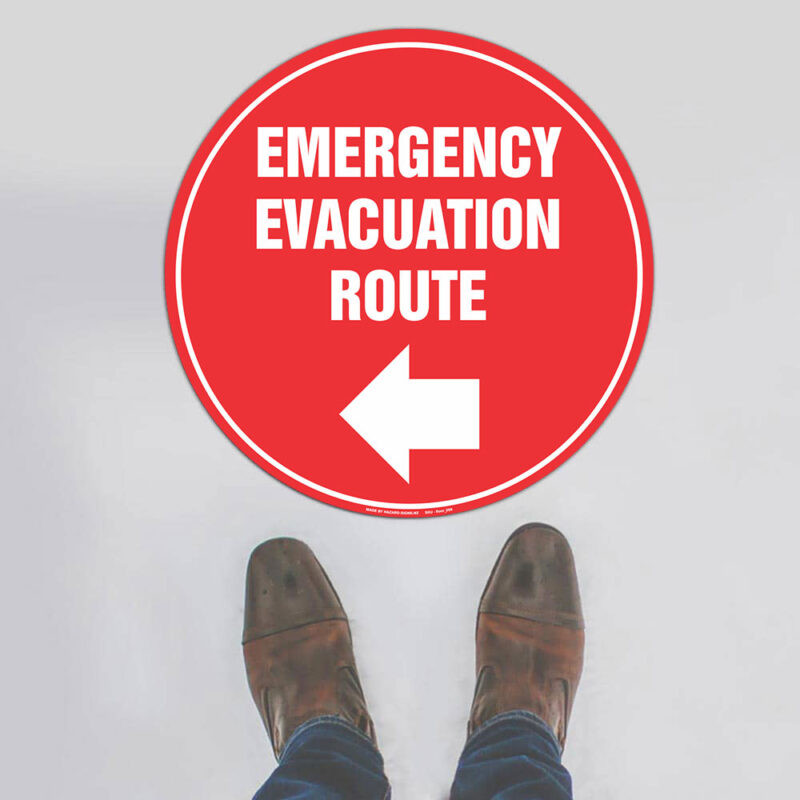 Emergency Evacuation Route Floor Sign - Left