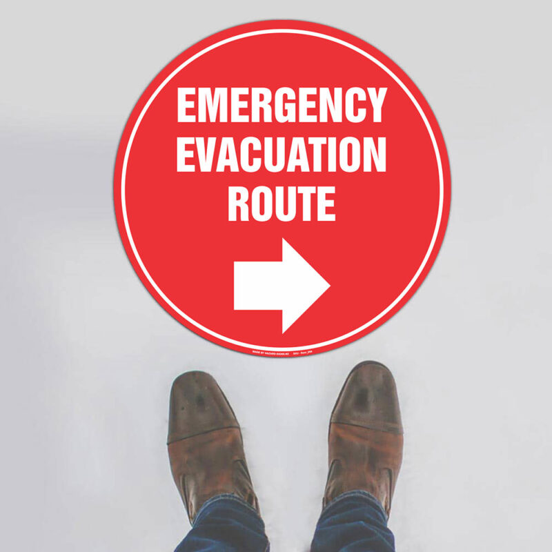 Emergency Evacuation Route Floor Sign - Right