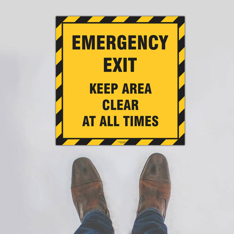 Emergency Exit Keep Area Clear Floor Sign