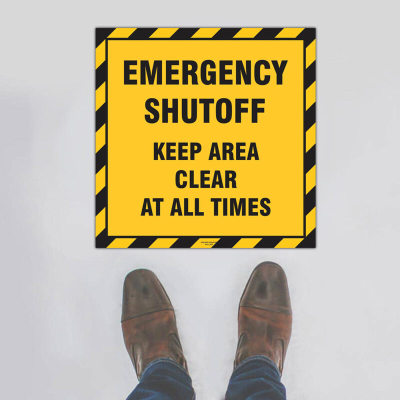 Emergency Shutoff Keep Area Clear Floor Sign