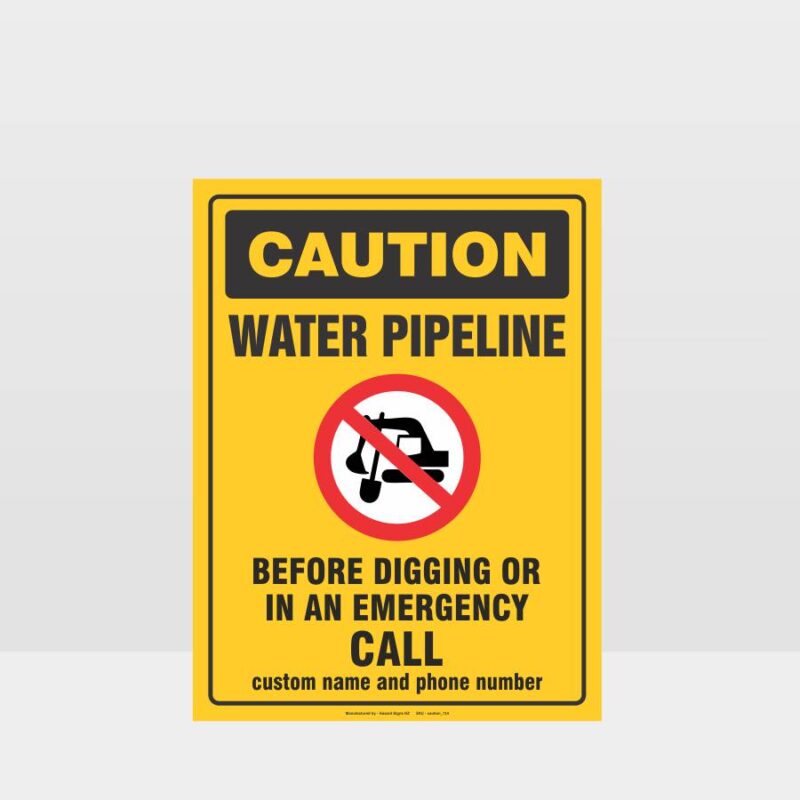 Caution Water Pipeline Sign