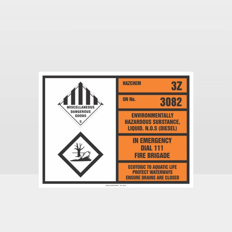 Environmentally Hazardous Diesel HAZCHEM Sign