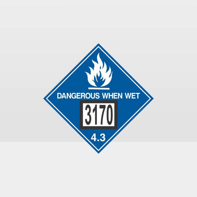 Class 4.3 Dangerous When Wet 3170 Hazardous Sign