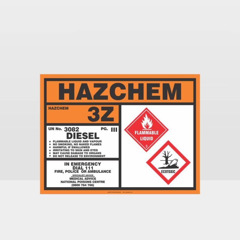 HAZCHEM 3Z Diesel Sign