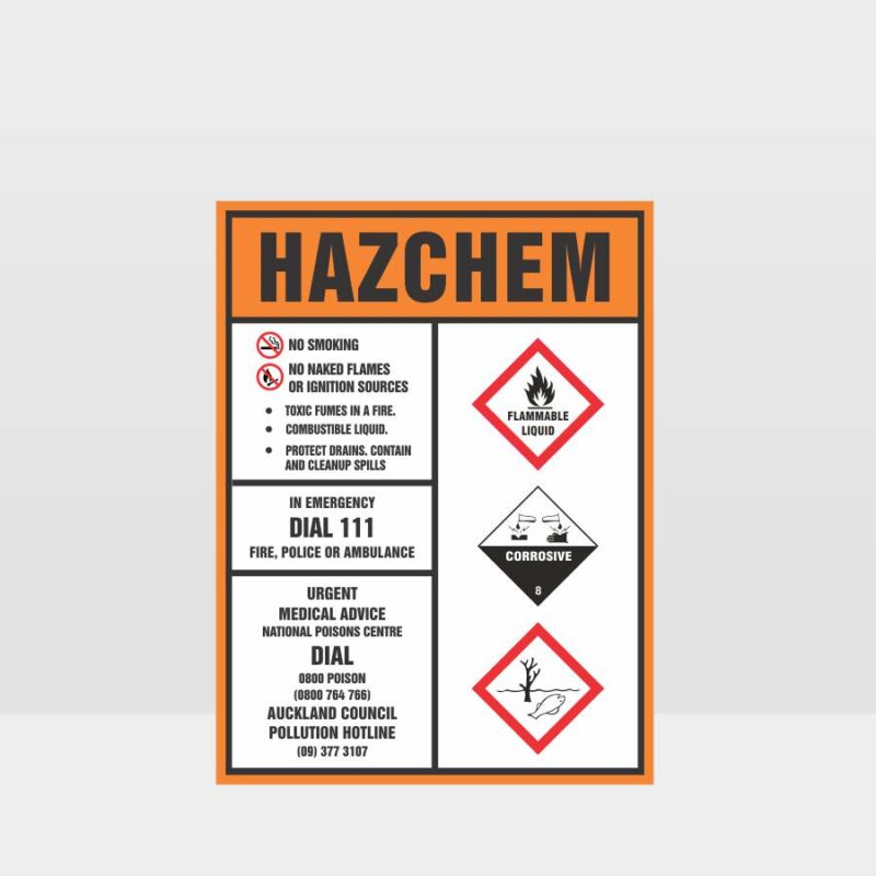 HAZCHEM Flammable Liquid Corrosive Ecotoxic Sign