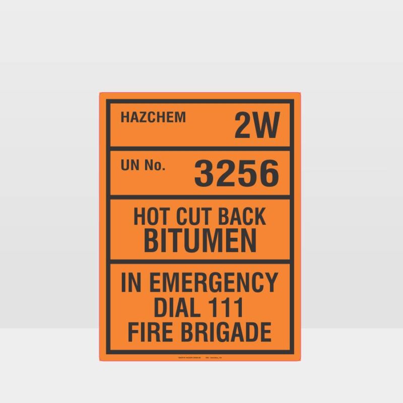 HAZCHEM Hot Cut Back Bitumen Sign