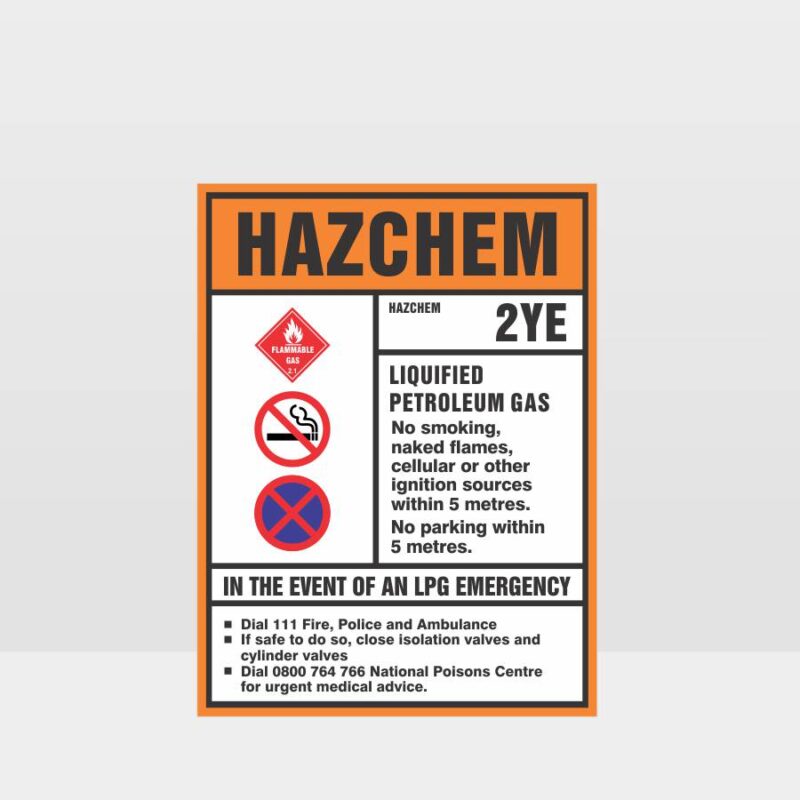 HAZCHEM 2YE LPG Sign