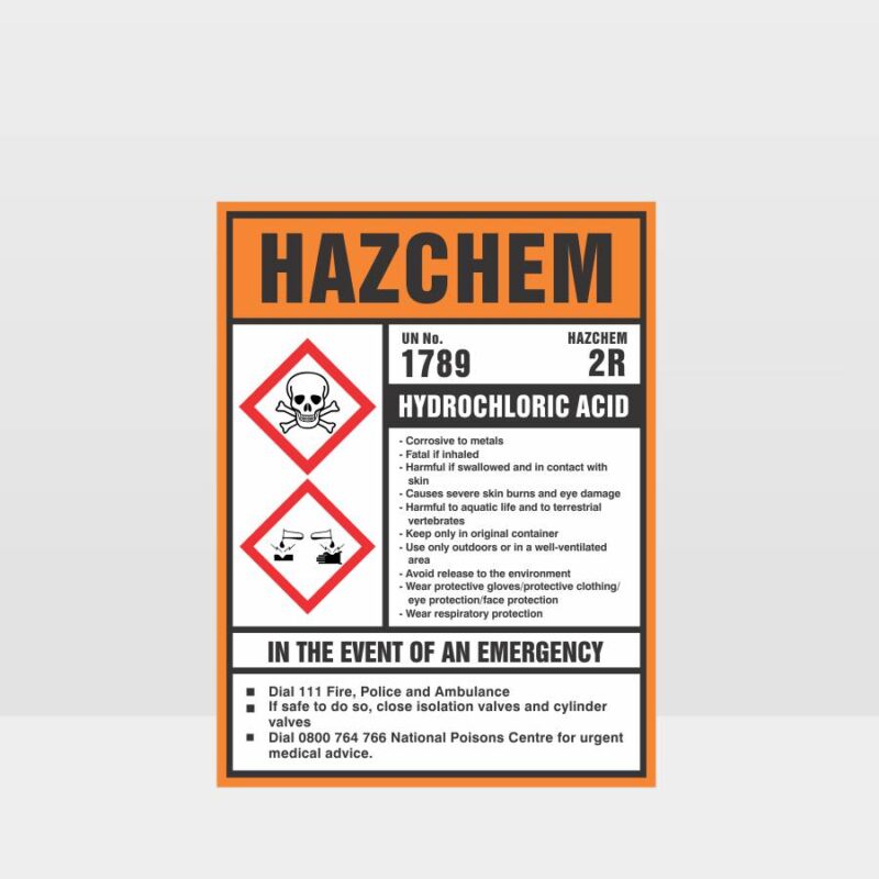 HAZCHEM Hydrochloric Acid Sign