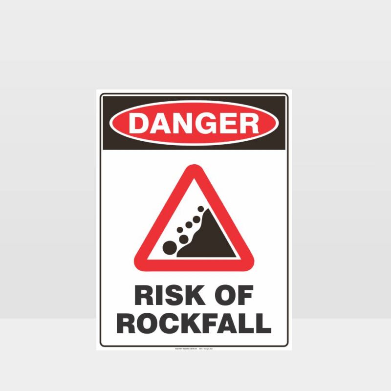 Danger Risk Of Rockfall Sign