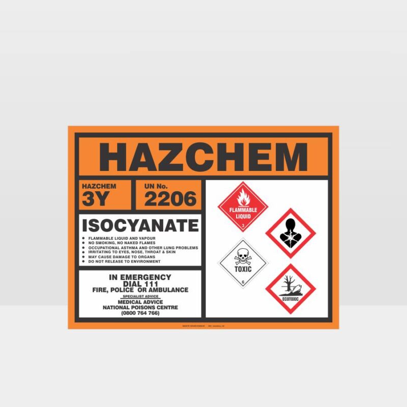 3Y 2206 Isocyanate HAZCHEM Sign