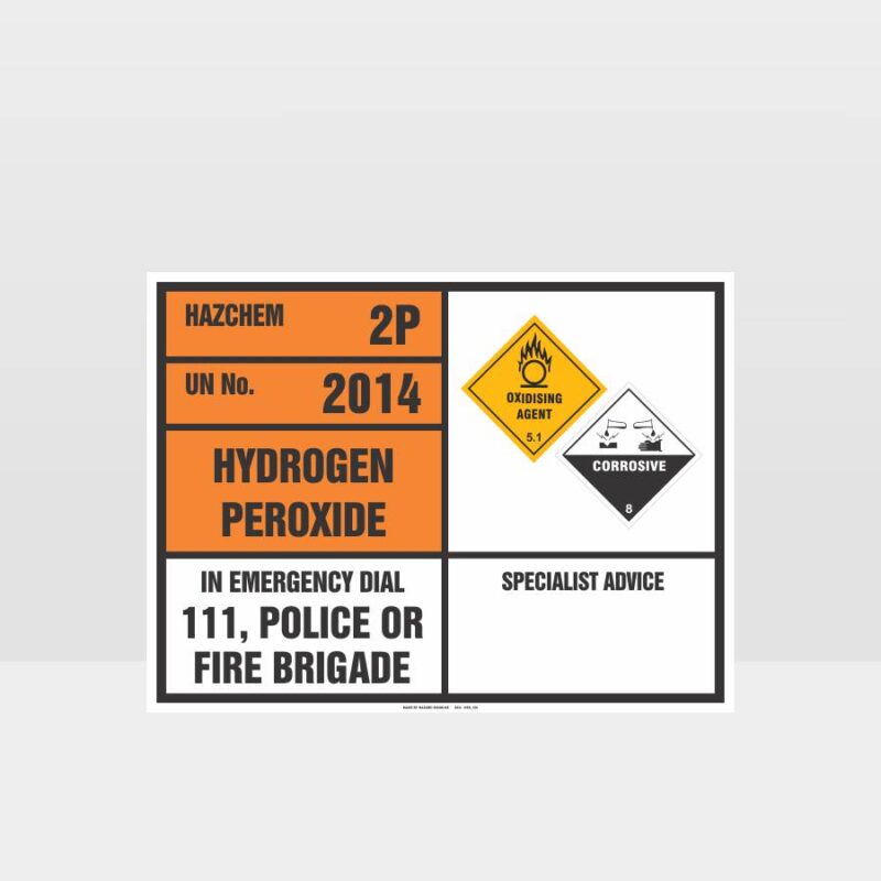 Hydrogen Peroxide Emergency Information Panel Sign