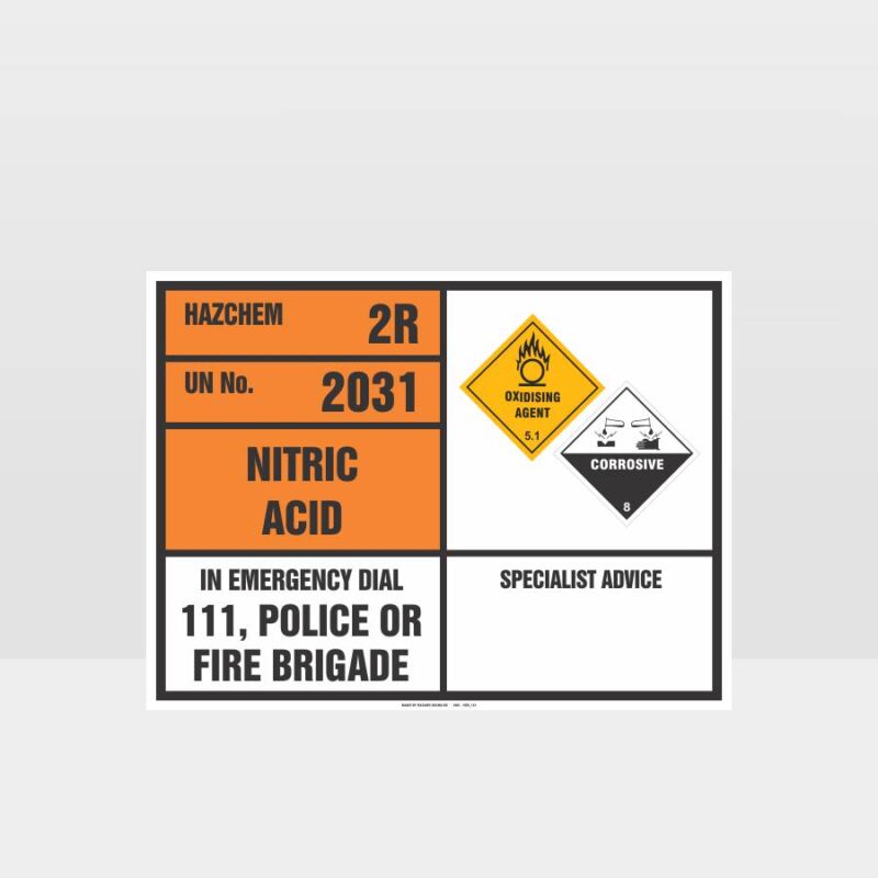 Nitric Acid Emergency Information Panel Sign