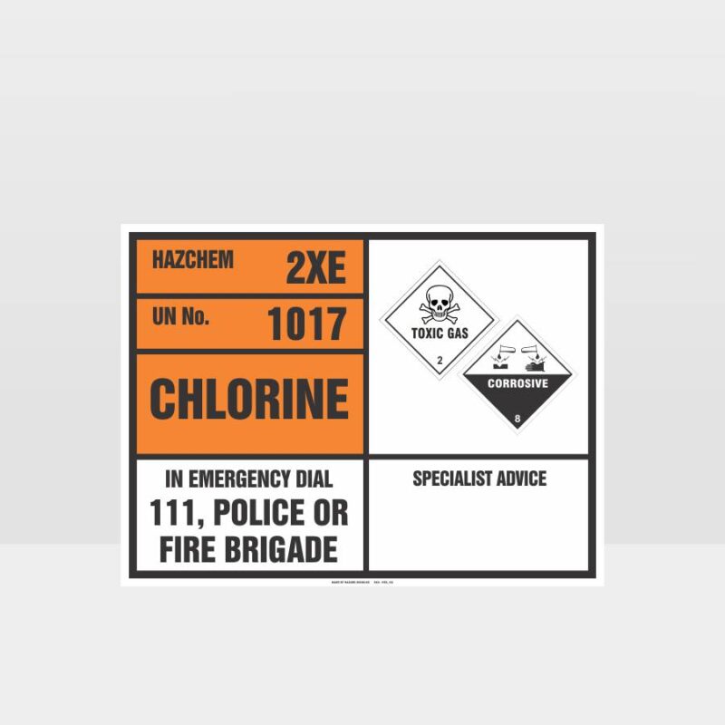 Chlorine Emergency Information Panel Sign