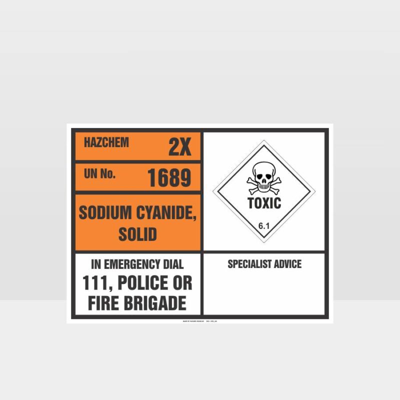 Sodium Cyanide Solid Emergency Information Panel Sign