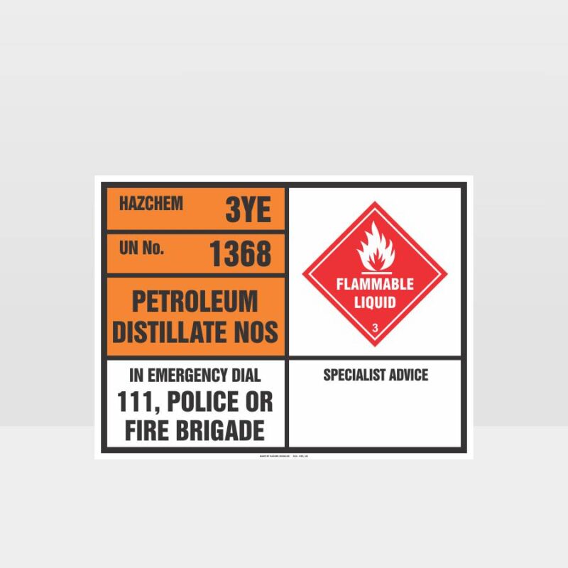 Petroleum Distillate Gas Emergency Information Panel Sign