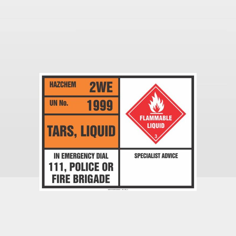 Tars Liquid Emergency Information Panel Sign