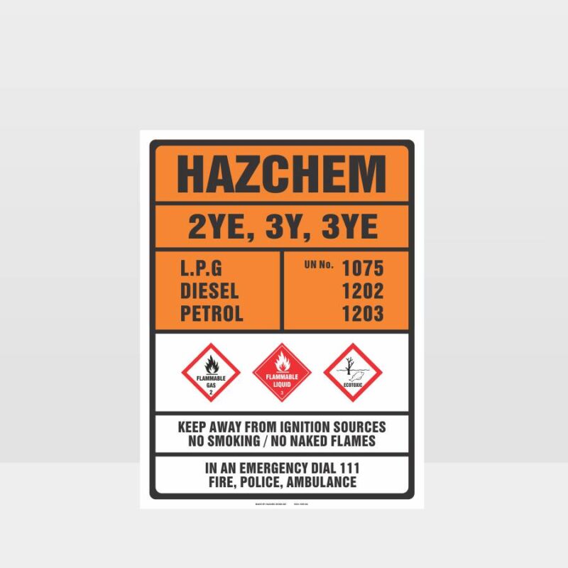 LPG DIESEL PETROL HAZCHEM Sign